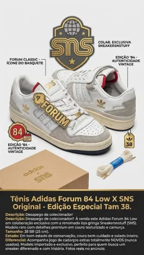 Tênis Adidas Forum 84 Low X SNS Original - Edição Especial Tam 38 (Importado)<br>