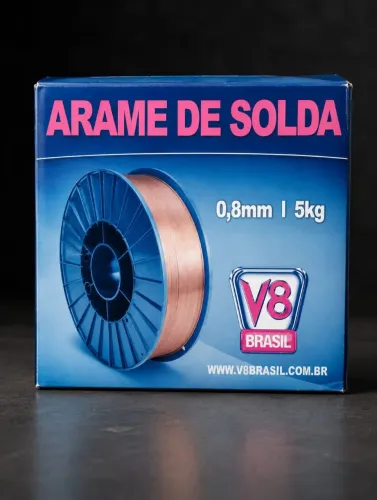 Rolo de Arame de Solda 0,8mm | 5kg - V8 Brasil