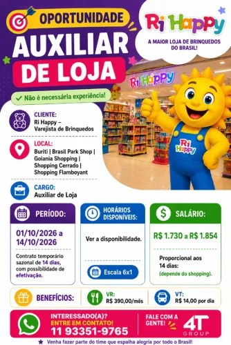 Auxiliar de loja - Goiás