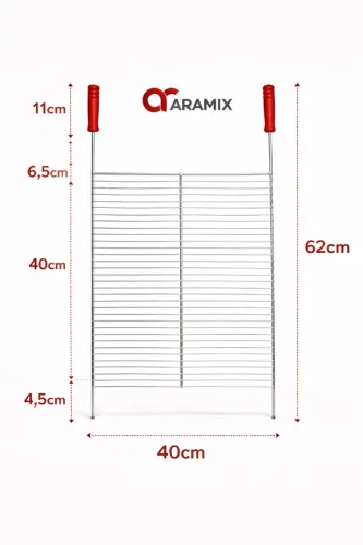 Grelha Para Churrasco Em Aço Galvanizado 40x60 Cabo Madeira