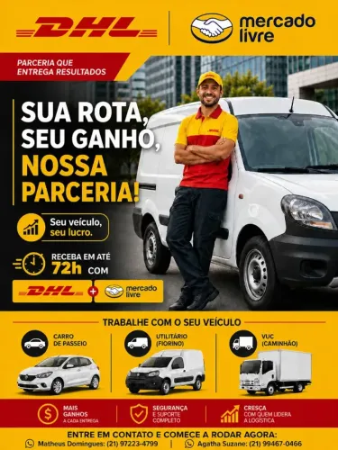 AGREGAMOS PASSEIO, FIORINO E VUC - PAGAMENTO EM 48H - DHL