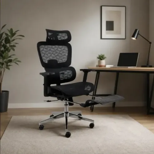 Cadeira de Escritório Executiva Ergonômica Apoio para Pés e Lombar Altura Ajustável NR17
