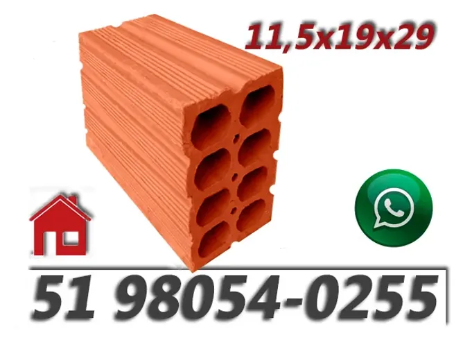 Tijolos 8 Furos 11,5x19x29
