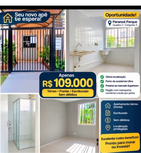 APARTAMENTO TÉRREO PARANOA PARQUE 110 MIL