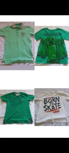 Lote de 4 camisas 1 polo e 3 básicas infantis menino 6/8 anos