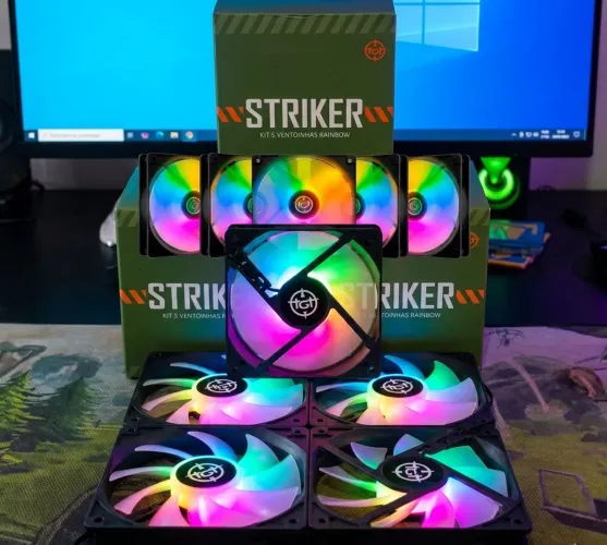 Kit 5 Fans TGT Striker Rainbow Pretas Novas