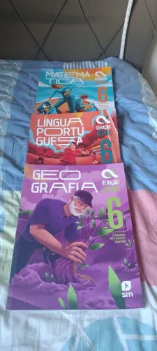 Livros Geração Alpha Matemática, Língua Portuguesa e Geografia 6 ano 