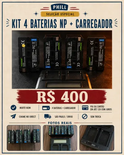 KIT 4 BATERIAS NP + CARREGADOR