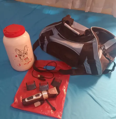 Bolsa Pet + Máquina pet + Pote de ração