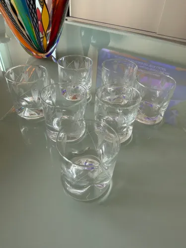 Conjunto com 7 Copos para Digestivo - Vidro Fino com Detalhes