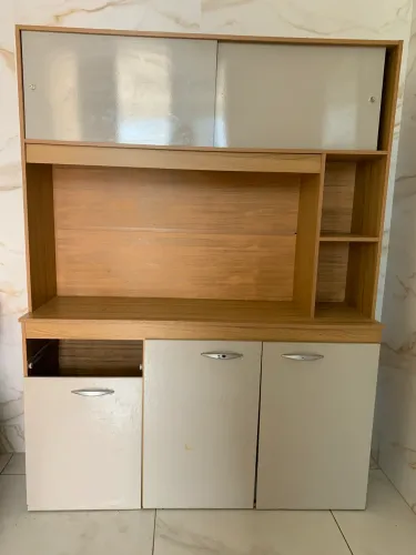 Armário de Cozinha Compacto Kit Compacta - Amadeirado com Portas Brancas