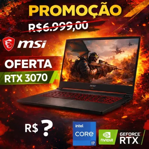 Notebook gamer Msi| Rtx 3070 6Gb| i7 11th| nvme 500gb |16gb |