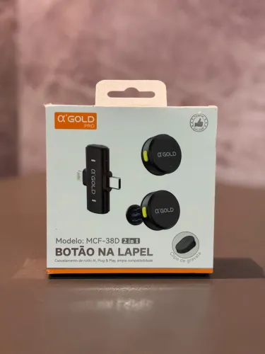 Microfone de Lapela Sem Fio Duplo 2 em 1 A'Gold Pro MCF-38D