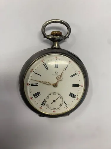relógio de bolso omega prata anos 1920 funcionando
