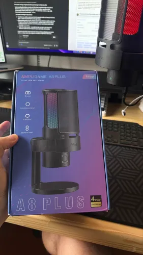 Microfone Condensador USB Fifine A8 Plus AmpliGame RGB Para Streaming