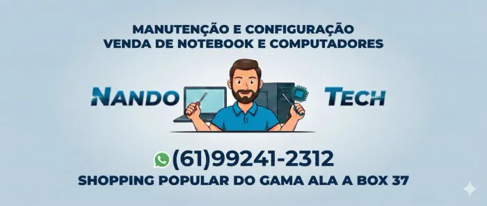 Manutenção de computadores e notebooks, vendas e consertos em geral.