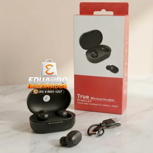Fones de Ouvido sem fio Bluetooth True Wireless, Recarregável