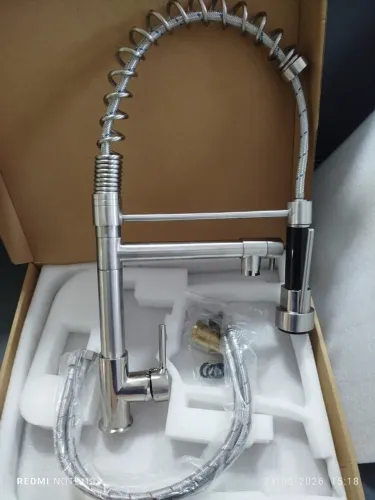 Torneira Monocomando Cozinha Gourmet Para Pia Bancada Flexivel Cor Inox 304 Escovado Prate