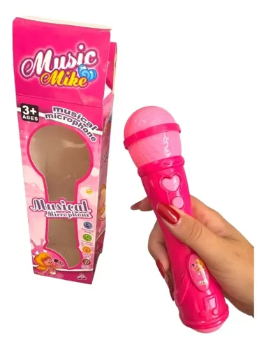 Microfone Infantil com áudio - Rosa - music mike