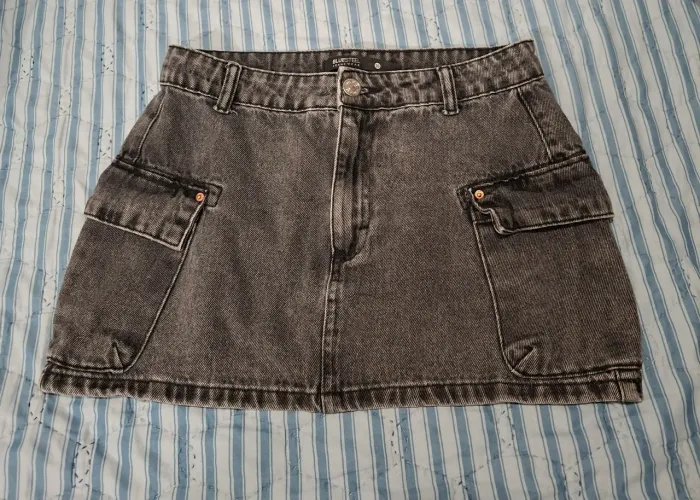Saia cargo jeans escuro