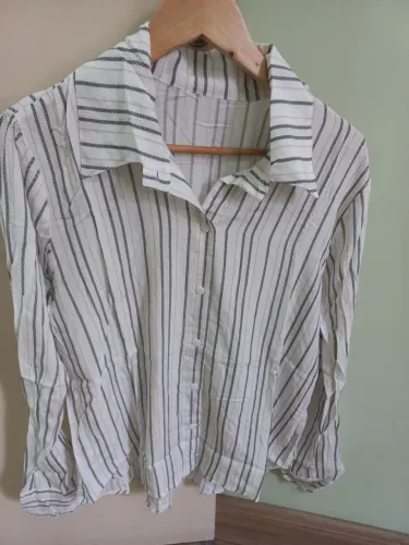 Camisa feminina listrada - 100% viscose - Tam. G - NOVA