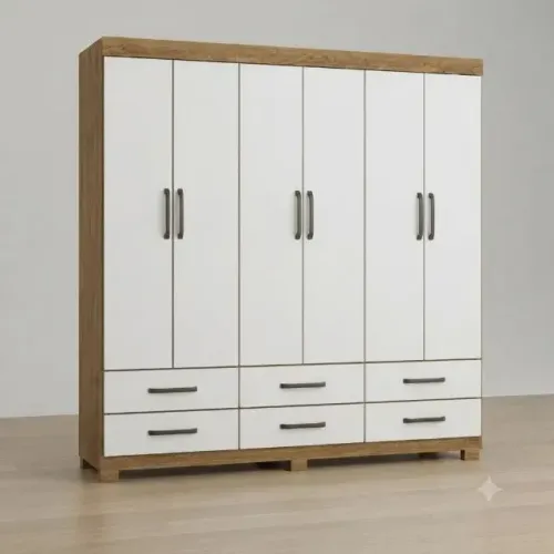 Guarda roupa com 6 portas e gavetas