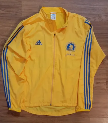 Moleton treino Original Adidas 2002 Boston Marathon Windbreaker Jacket Size Yellow Blue