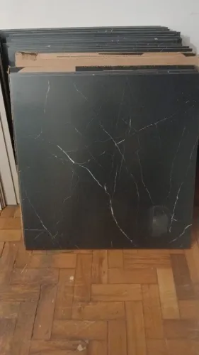 Porcelanato Preto Marmorizado 76x76 cm - Novo, Nunca Utilizado