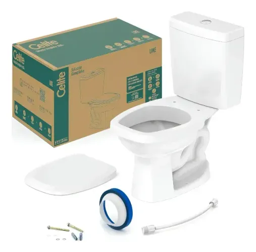Kit Completo Bacia Vaso Sanitário Caixa Acoplada Like Celite