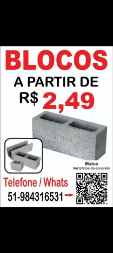 Bloco de concreto economia para a sua construção <br><br>Apartir de R$2.49<br><br>