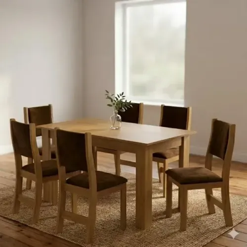 Jogo de Mesa Violeta e Cadeiras Sol Bombom p/ Sala de Jantar