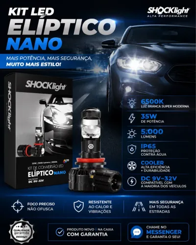 KIT LED ELÍPTICO SHOCKLIGHT - QUALIDADE PREMIUM