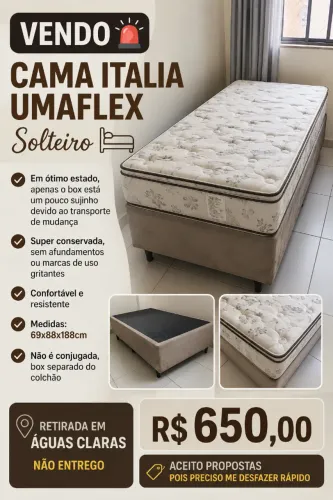 Cama Box Solteiro Umaflex Itália - Excelente Estado