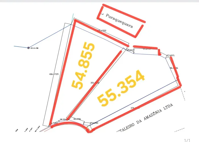Vendo 2 Terrenos às margens do Rio Puraquequara com 55.354m2 e 54.855m2, Ramal do Brasilei
