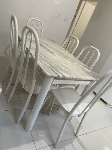 Mesa mármore 6 cadeiras