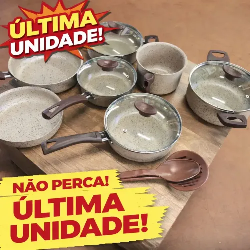 Kit Panelas 10 Peças Completo Antiaderente + Tampas de Vidro