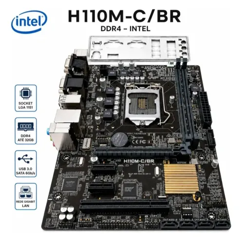 Kit Placa-mãe Asus H110M-C/BR + CPU Intel Core i3-7100