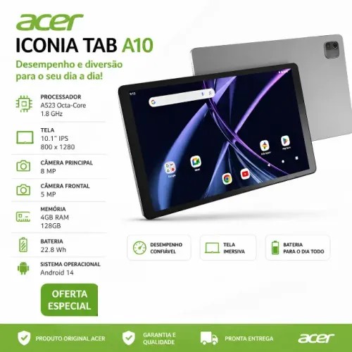 Tablet Acer Iconia Tab A10 4/ 128gb Tela 10.1"
