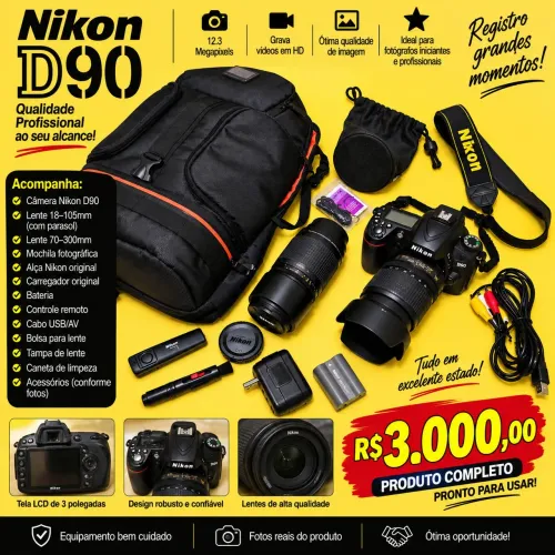 Máquina de fotografia profissional Nikon D90