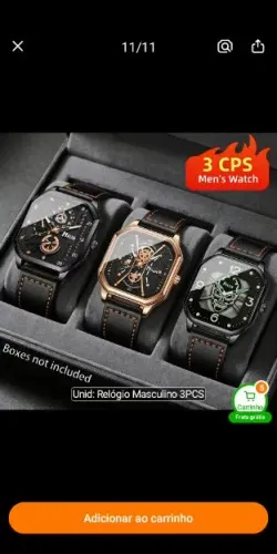 Conjunto de 3 Peças Relógios Masculinos Casuais e Estilosos em Couro<br>