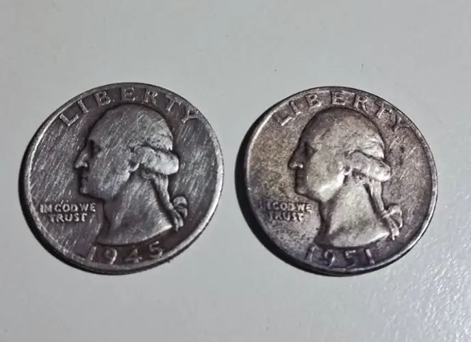 Moedas Quarter Dollar De 1945 E 1951 Prata