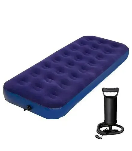 Colchão Solteiro Inflavel 186x96x22cm Resistente Cor Azul Com Bomba