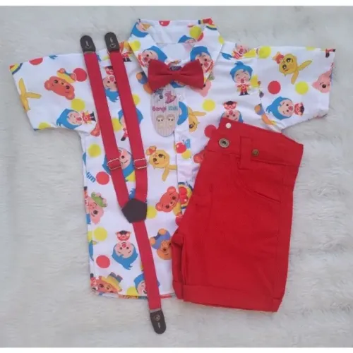 Conjunto roupa palhaço Plim Plim