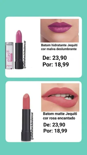 Batom Jequiti hidratante e matte 