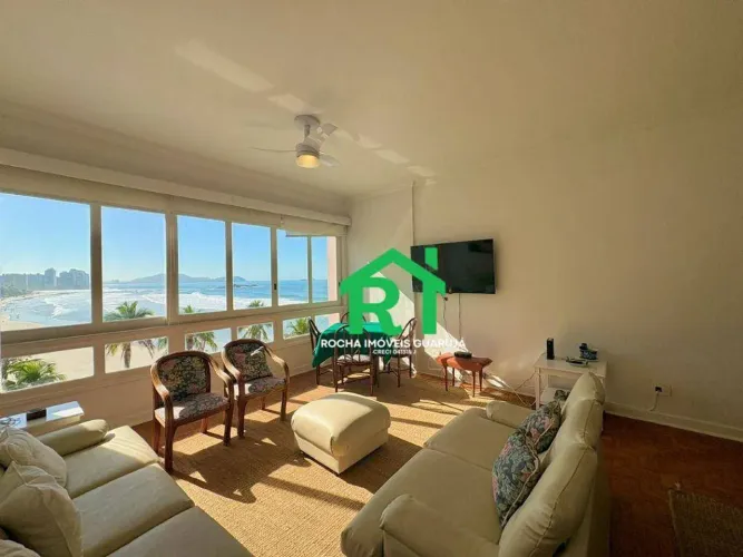 Apartamento Frente Mar, 4 Quartos, 2 Vagas e Lazer, à venda em Pitangueiras, Guarujá.