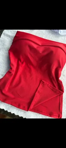 Top Faixa Feminino Tomara que Caia - Preto, Vermelho e Branco