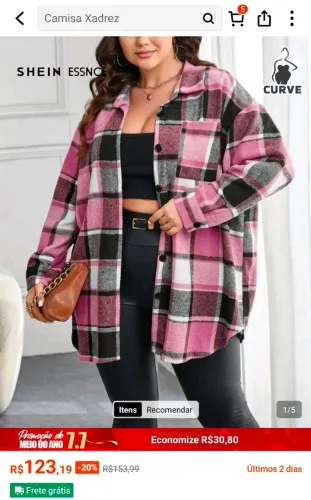 Blusa Xadrez Plus 4XL