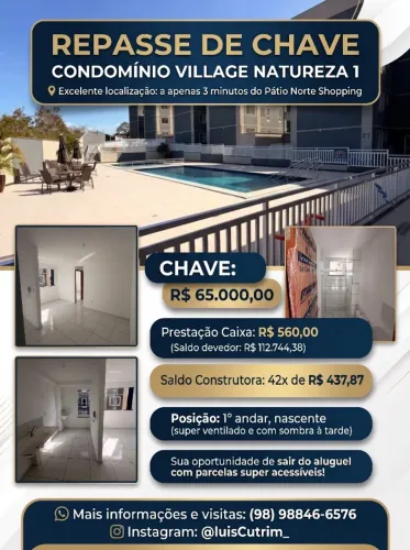 Passo chave no condomínio Village natureza 1