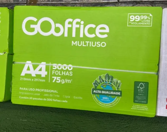 Caixa de folhas GOoffice A4 5 mil folhas $300 a caixa