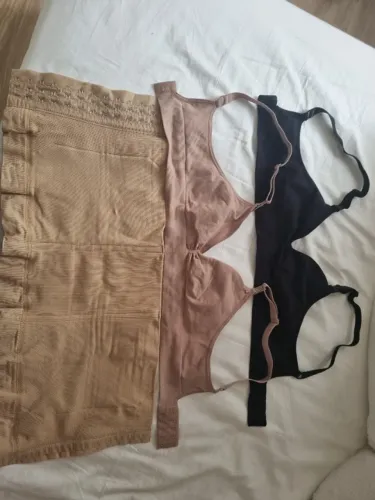 Kit Pós-Parto M - Cinta + 2 Sutiãs Amamentação com furo ordenha - Colombo